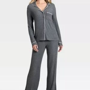 Auden Charcoal Pajama Set with White Trim